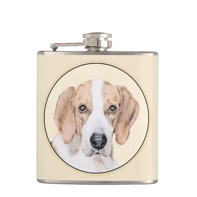 American Foxhound Painting - Niedliche Original Do Flachmann (Vorderseite)