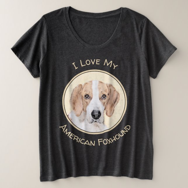 American Foxhound Painting - Niedliche Original Do Große Größe T-Shirt (Design vorne)