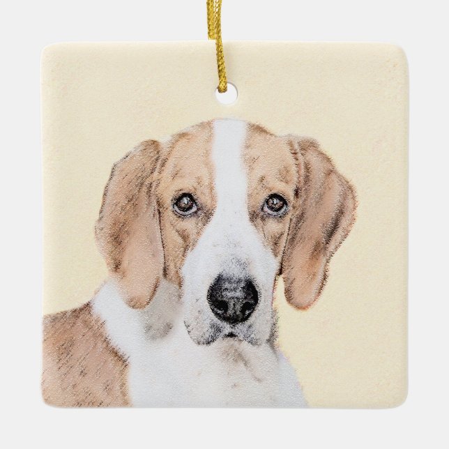 American Foxhound Painting - Niedliche Original Do Keramikornament (Vorderseite)