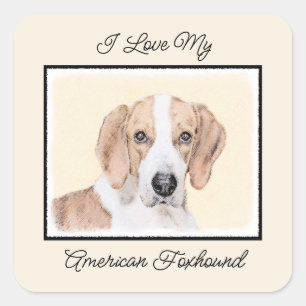 American Foxhound Painting - Niedliche Original Do Quadratischer Aufkleber