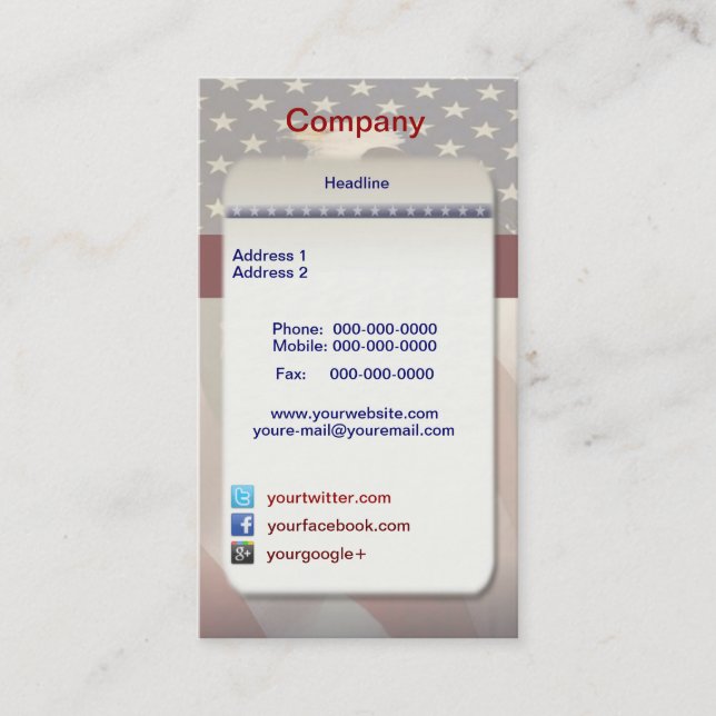 American Freedom Business Card Visitenkarte (Vorderseite)