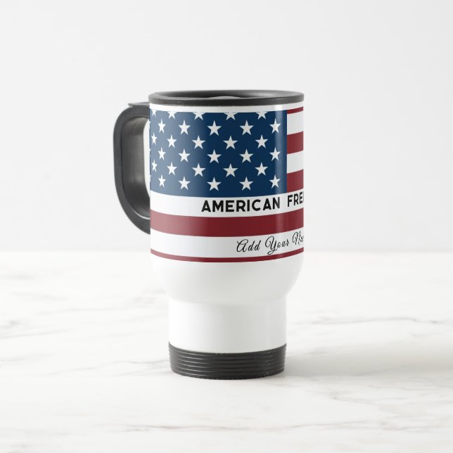 American Freedom Personalized Name Reisebecher (Vorderseite Links)