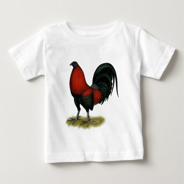 American Game BB Black Red Rooster Baby T-shirt (Vorderseite)