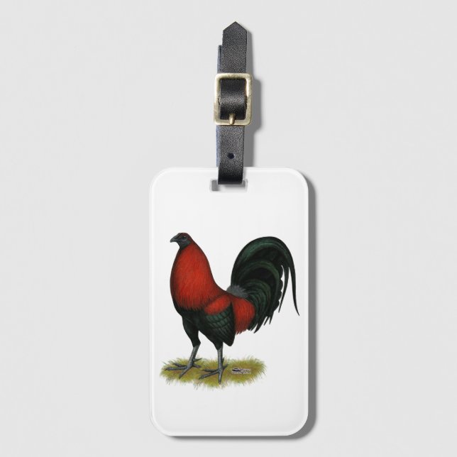 American Game BB Black Red Rooster Gepäckanhänger (Vorderseite Vertikal)
