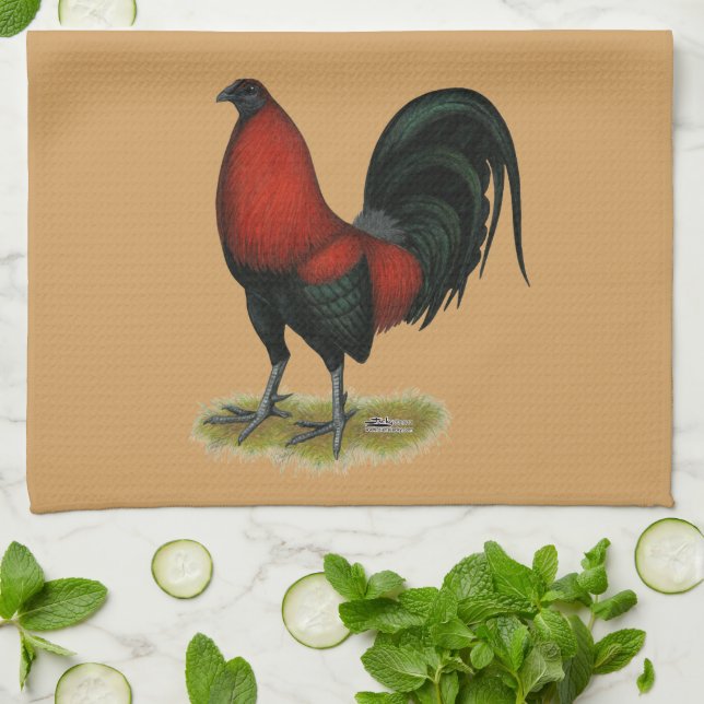 American Game BB Black Red Rooster Handtuch (Gefaltet)