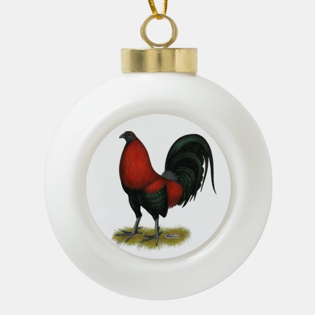 American Game BB Black Red Rooster Keramik Kugel-Ornament (Vorderseite)