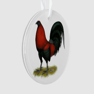American Game BB Black Red Rooster Ornament