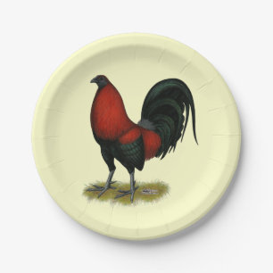American Game BB Black Red Rooster Pappteller