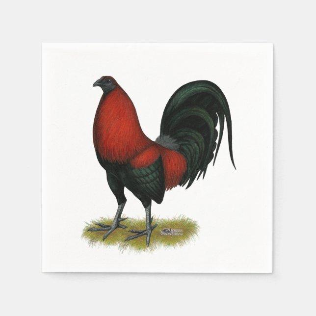 American Game BB Black Red Rooster Serviette (Vorderseite)