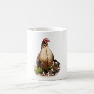 American Game Hen and Baby Chickens Tasse