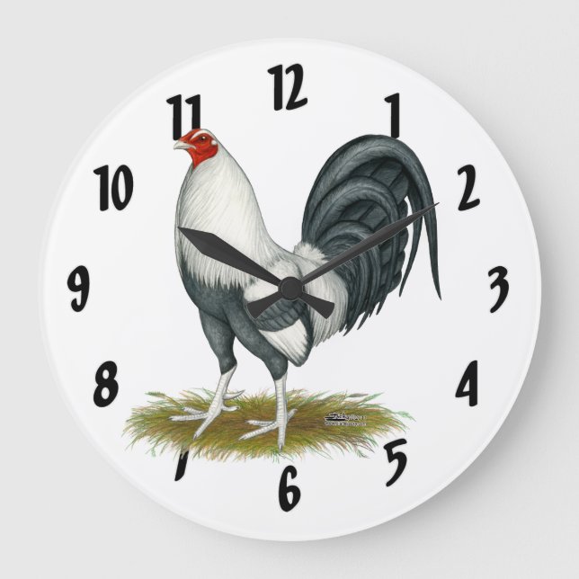 American Game Silver Gamecock Große Wanduhr (Vorderseite)