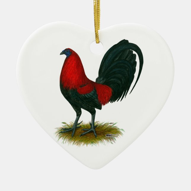 American Gamecock: Brown Red Keramik Ornament (Vorne)