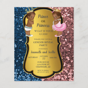 American Gender Reveal Gold Glitzer Invit