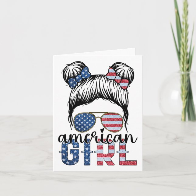 American Girl 4. Juli Messy Bun Usa Flag Ameri Karte (Vorderseite)