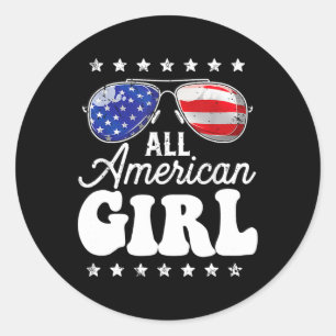 American Girl 4. Juli Usa Boys Patriotic Teens Runder Aufkleber