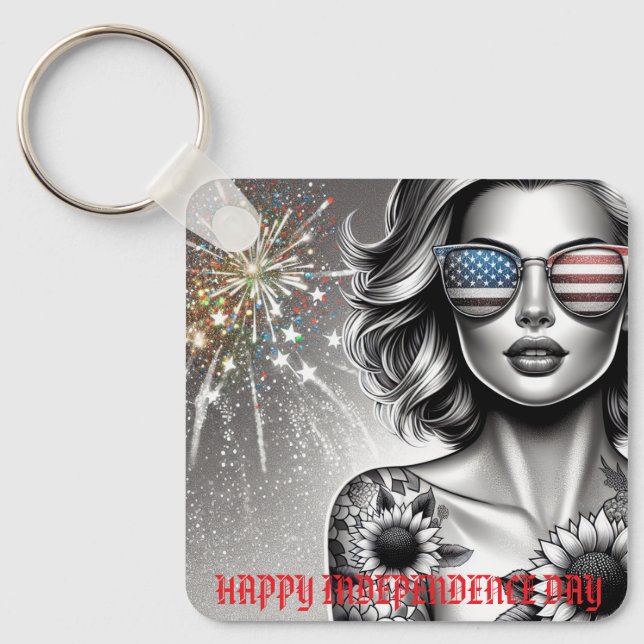 American Girl Flag Sonnenbrille und Firework Custo Schlüsselanhänger (Vorderseite)