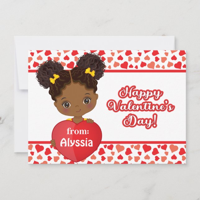 American Girl Holding Heart Valentine Card Mitteilungskarte (Vorderseite)