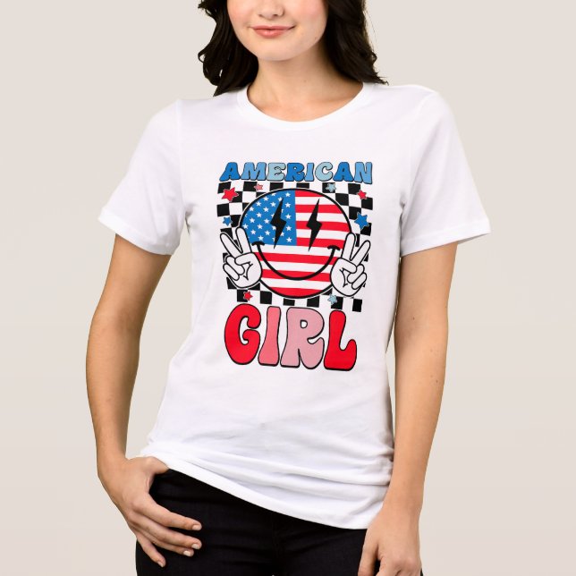 American Girl: Sterne, Streifen & Lächeln Tri-Blend Shirt (Vorderseite)