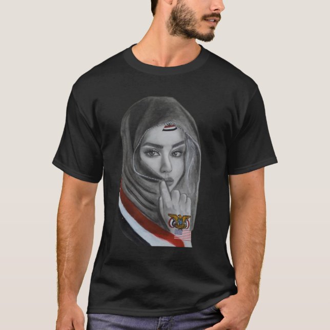 American Girl with Yemeni Roots – Yemen Flag T-Shirt (Vorderseite)