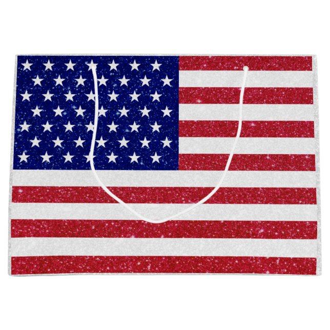 American Glitzer Flag Große Geschenktüte (Vorderseite)