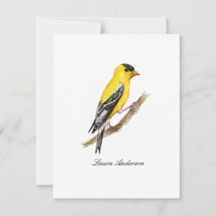 American gold fing bird flat Note card Dankeskarte