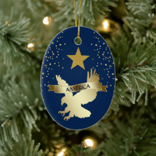 American Gold Star Eagle Keramikornament