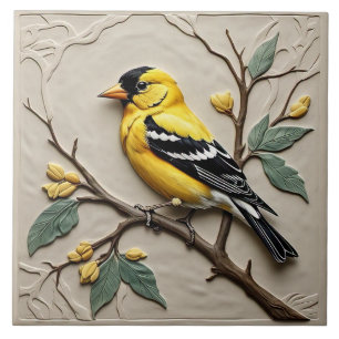 American Goldfinch - Art Nouveau Keramik Tile Fliese