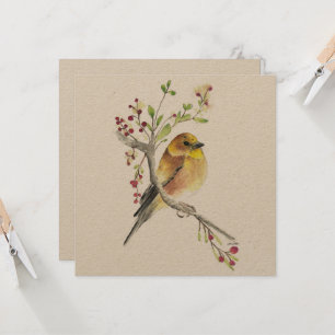 American Goldfinch Bird Berries Card Karte