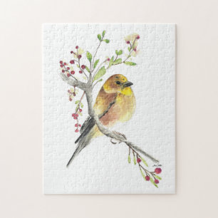 American Goldfinch Bird Wasserfarben Kunst Puzzle