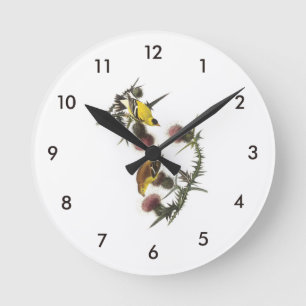 American Goldfinch by Audubon Runde Wanduhr