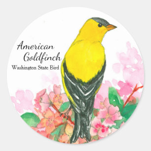 American Goldfinch Washington Staat Bird Yellow Runder Aufkleber