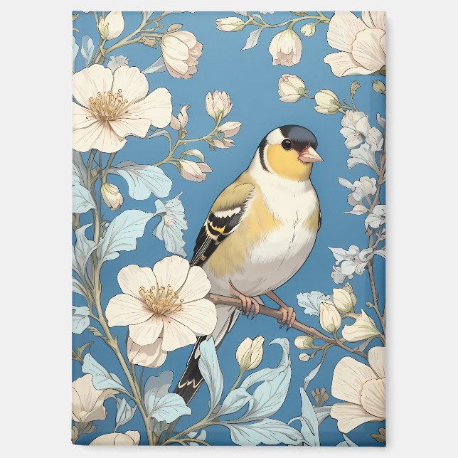 American Goldfinch William Morris Inspired Magnet (Vorderseite)