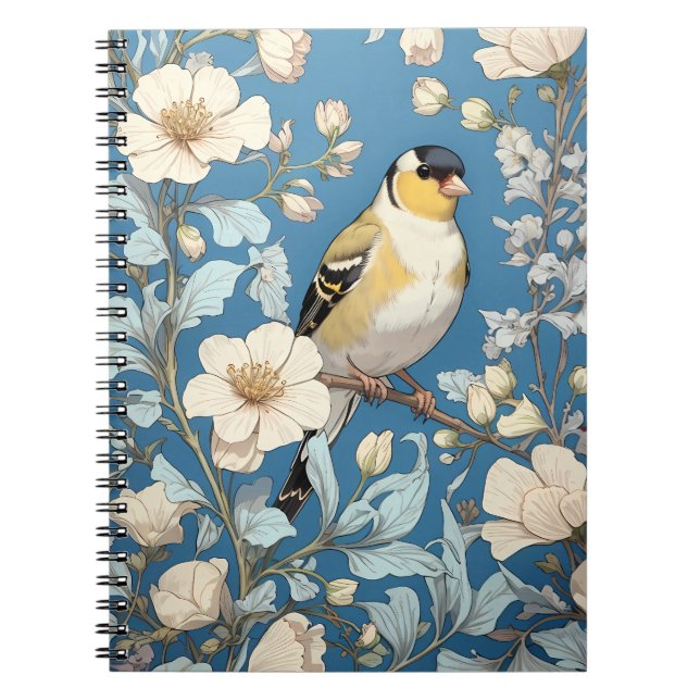 American Goldfinch William Morris Inspired Notizblock (Vorderseite)