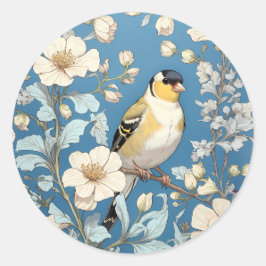 American Goldfinch William Morris Inspired Runder Aufkleber