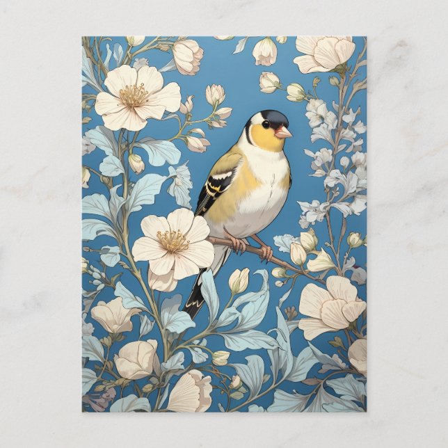American Goldfinch William Morris Inspiriert Postkarte (Vorderseite)