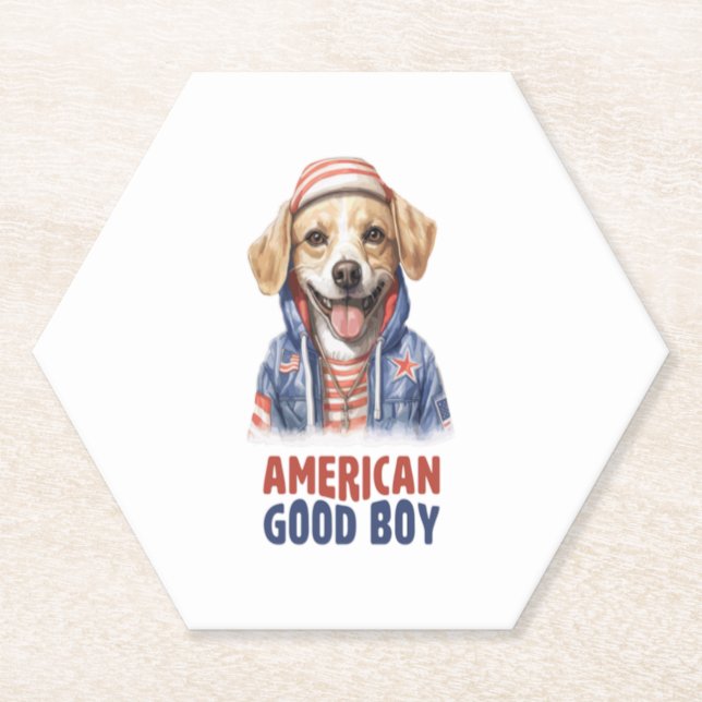American GoodBoy Dog US Jacket im Juli Untersetzer (Vorderseite)
