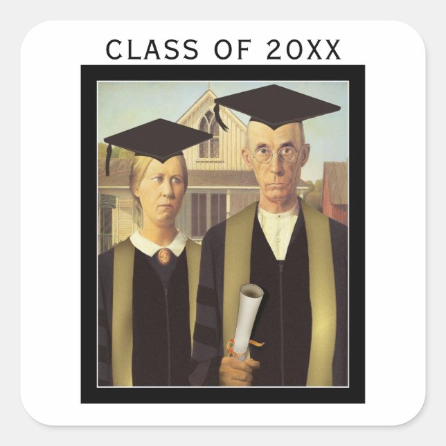 American Gothic Abschluss Quadratischer Aufkleber (Vorderseite)