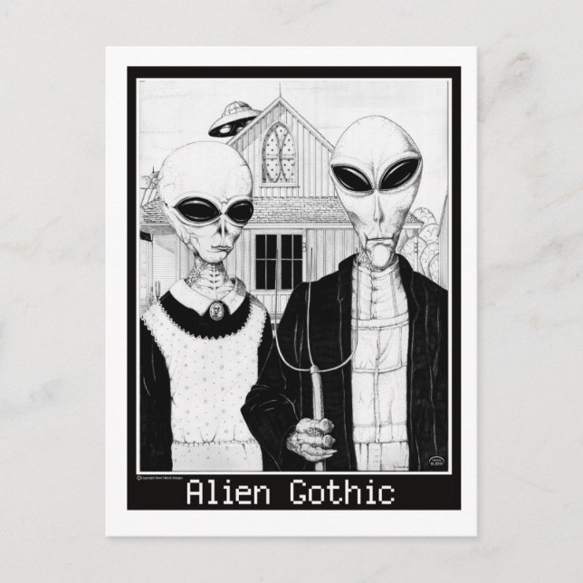 American Gothic, Alien Portraits, Außerirdischen Postkarte (Vorderseite)