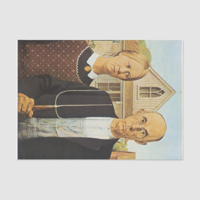American Gothic by Grant Wood,Reproduktionskunst,v Seidenpapier (Vorderseite)