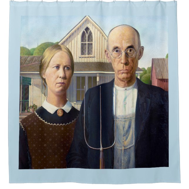 American Gothic Classic Painting Grant Wood Duschvorhang (Vorderseite)