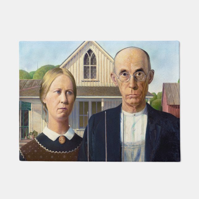 American Gothic Classic Painting Grant Wood Fußmatte (Vorderseite)