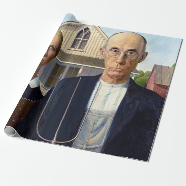 American Gothic Classic Painting Grant Wood Geschenkpapier (Ungerollt)