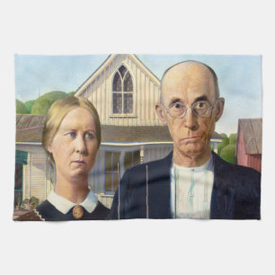 American Gothic Classic Painting Grant Wood Geschirrtuch