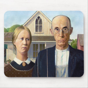 American Gothic Classic Painting Grant Wood Mousepad