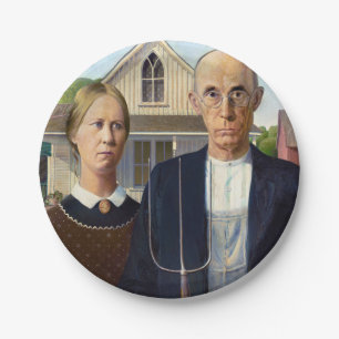 American Gothic Classic Painting Grant Wood Pappteller