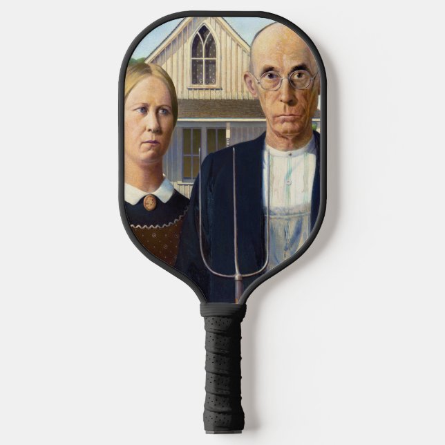 American Gothic Classic Painting Grant Wood Pickleball Schläger (Vorderseite)