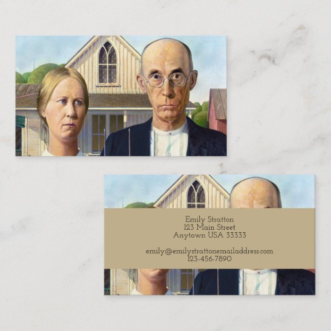 American Gothic Classic Painting Grant Wood Visitenkarte (Vorne/Hinten)