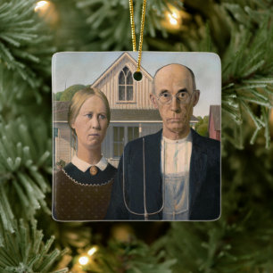 American Gothic: Country Life Poor Rural Bauer Keramikornament