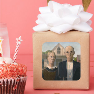 American Gothic: Country Life Poor Rural Bauer Quadratischer Aufkleber