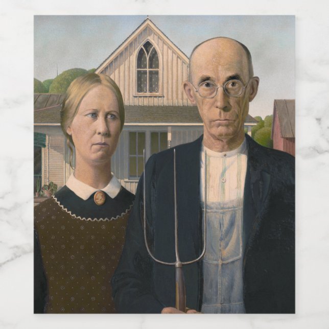 American Gothic: Country Life Poor Rural Bauer Weinetikett (Einzelnes Label)